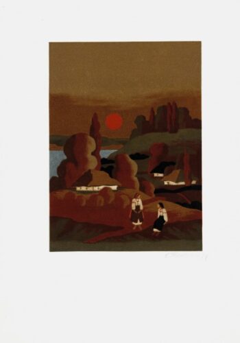Сонце заходить, гори чорніють. (N. N.). Ілюстрації до збірника поезій Т. Г. Шевченка «Садок вишневий коло хати»