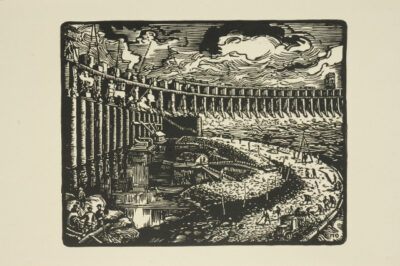 Construction of a dam near the hydroelectric power plant. From the series “Reconstruction of Dnipro Dam”