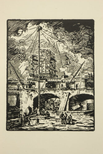 Construction of a vertical crane. From the series “Reconstruction of Dnipro Dam”