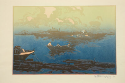 Evening on the Dnipro River. Barges. Album “Kyiv – Dnipro”
