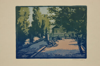 Bratislava. The Danube embankment. Near the monument to the artist Bohun. Album “Through Czechoslovakia.”
