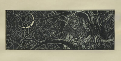 Sparrow and owl. Illustration to the work by L. Ukrainka “Trouble will teach”