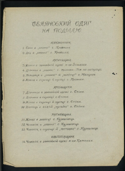 Peasant clothes in Podillia: An album. – Kamianets-Podilskyi: publishing house of the Artistic and Industrial Trade School