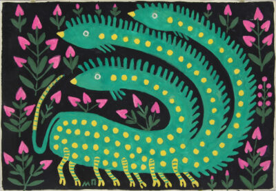 The green ten-legged serpent does not fly, but walks on the ground, harming people