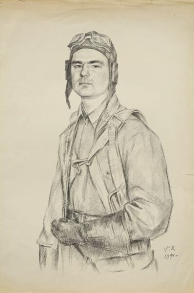 Portrait of the Hero of the Soviet Union, paratruper K. Kaitanov