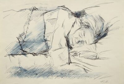 A sleeping old woman. Sketch