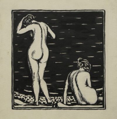 Swimmers. Sketch of the illustration