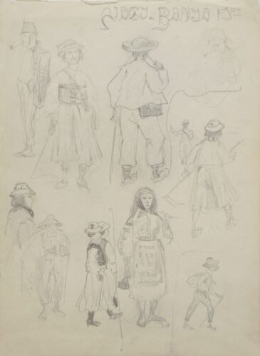 Sketches of theater costumes